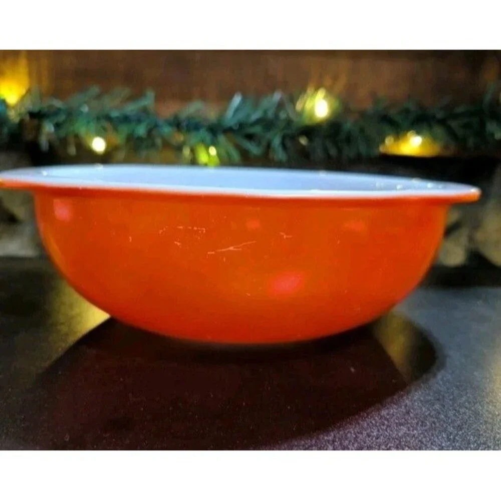 Vintage Pyrex 024 Friendship Red Orange 2 Qt Mixing Bowl Casserole Milk Glass